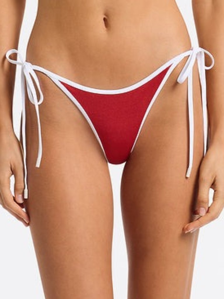 Triangl Mima Top + Vinca Bottoms Bikini Set - Nasse Red / White - Size Small — image 5 of 7